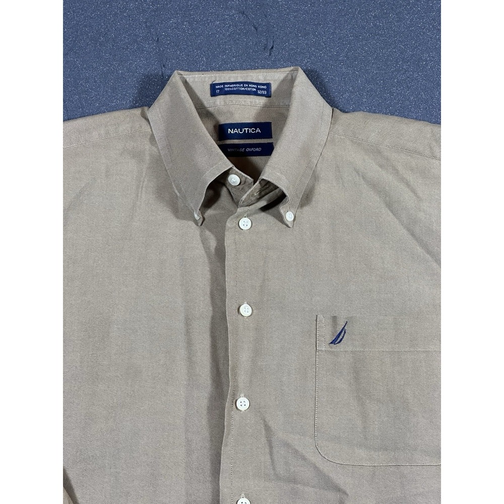 Vintage Nautica Oxford Button Down Shirt 17 32/33 - Picture 2 of 10
